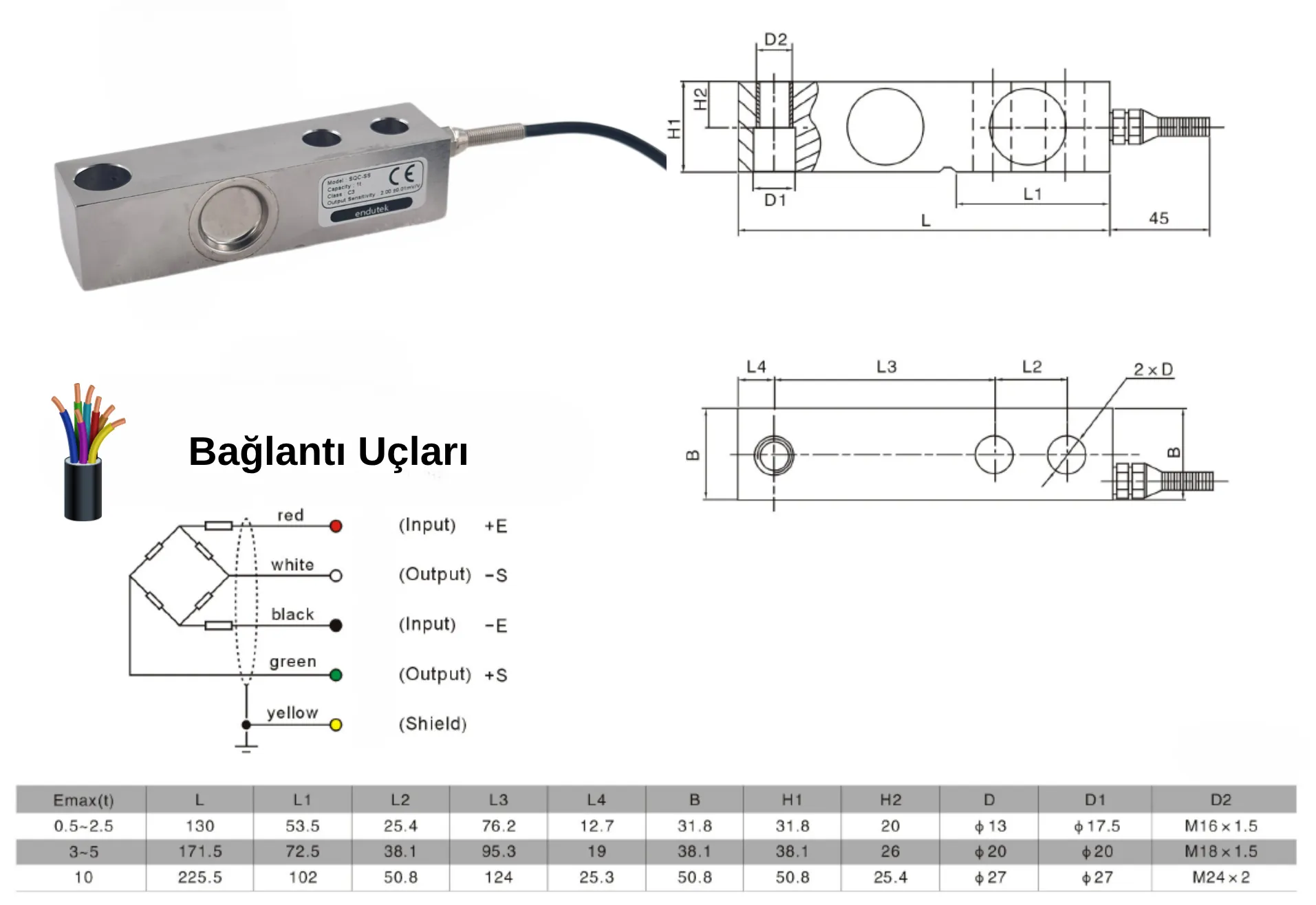 SQC-SS Loadcell Boyutlar SQC-SS Loadcell Boyutlar