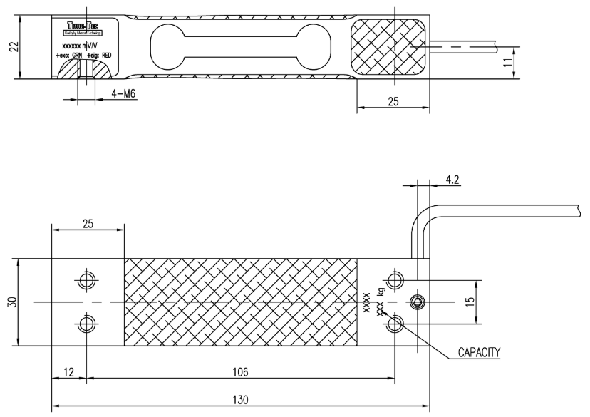 True-Tec PA06 Loadcell Boyutlar