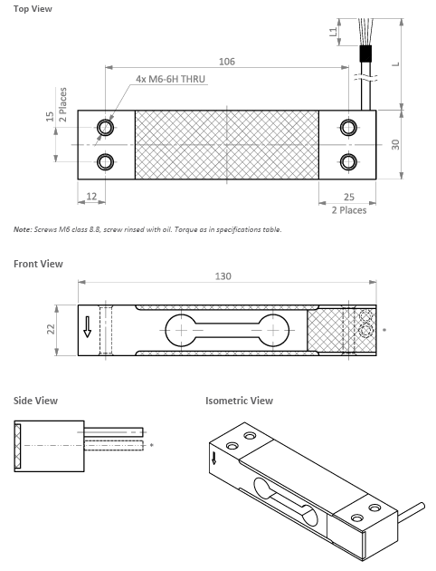 Zemic L6D Loadcell Boyutlar Zemic L6D Loadcell Boyutlar