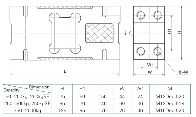 Zemic L6F Loadcell Boyutlar