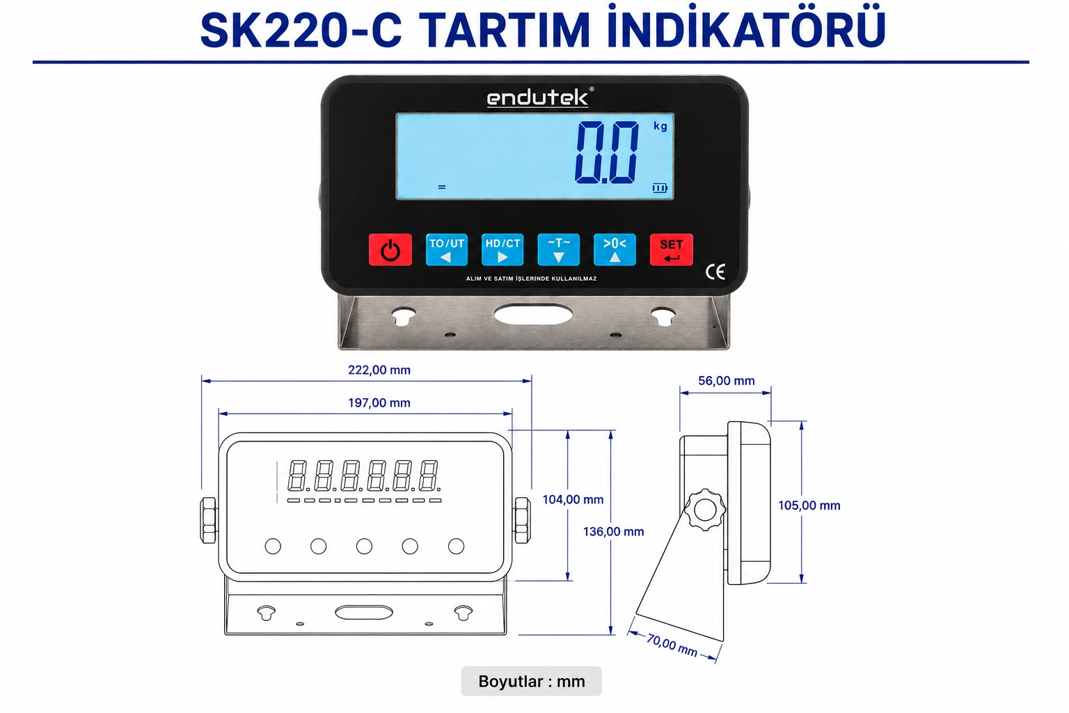 SK220-C İndikatör Boyutlar SK220-C İndikatör Boyutlar
