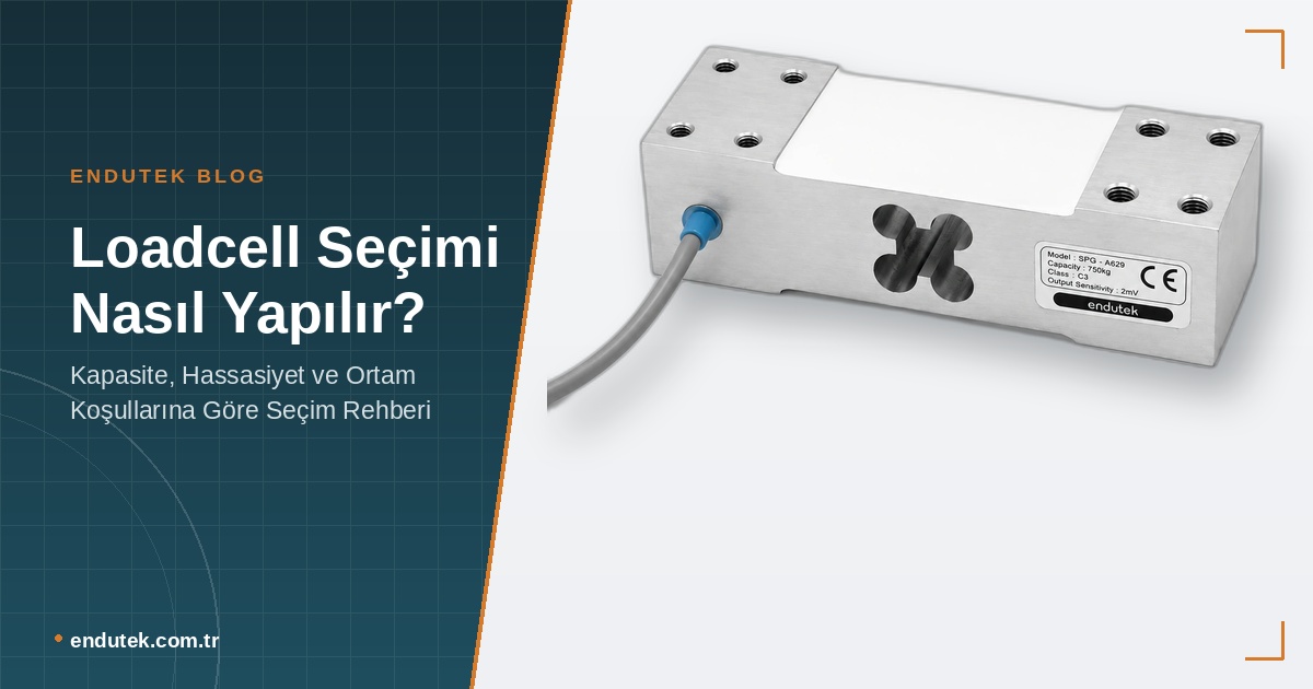 Endutek SPG-A629 model 750 kg kapasiteli single point loadcell ürün fotoğrafı, loadcell seçimi rehberi kapak görseli